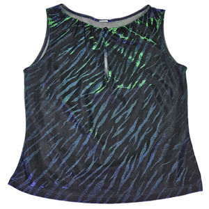 Y2K Metallic Shimmery Sheer-Back Tank Top